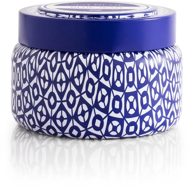 8.5 oz Blue Jean Signature Printed Blue Travel Tin Candle