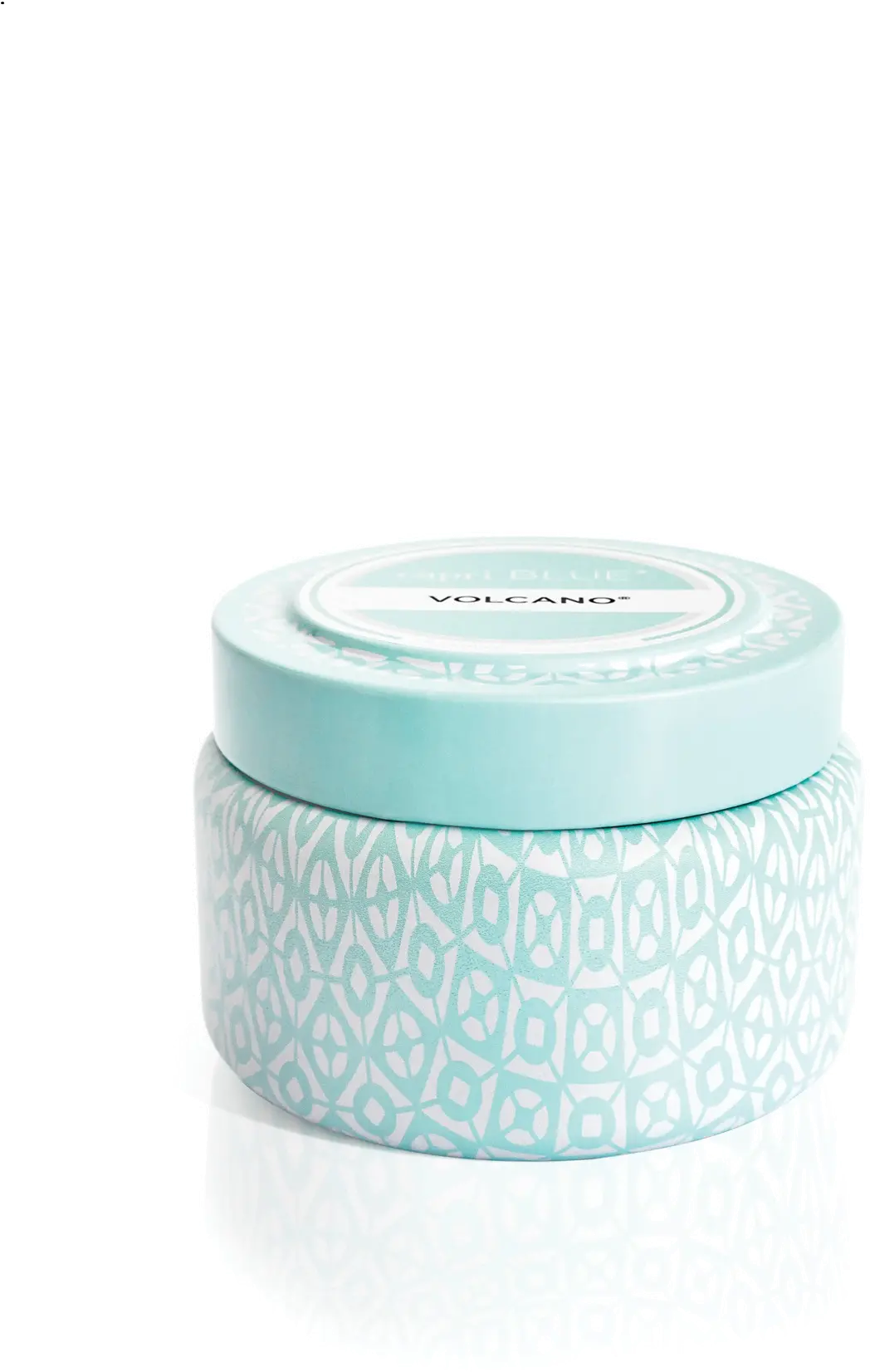 8.5 oz Volcano Signature Aqua and White Printed Travel Tin Candle-1