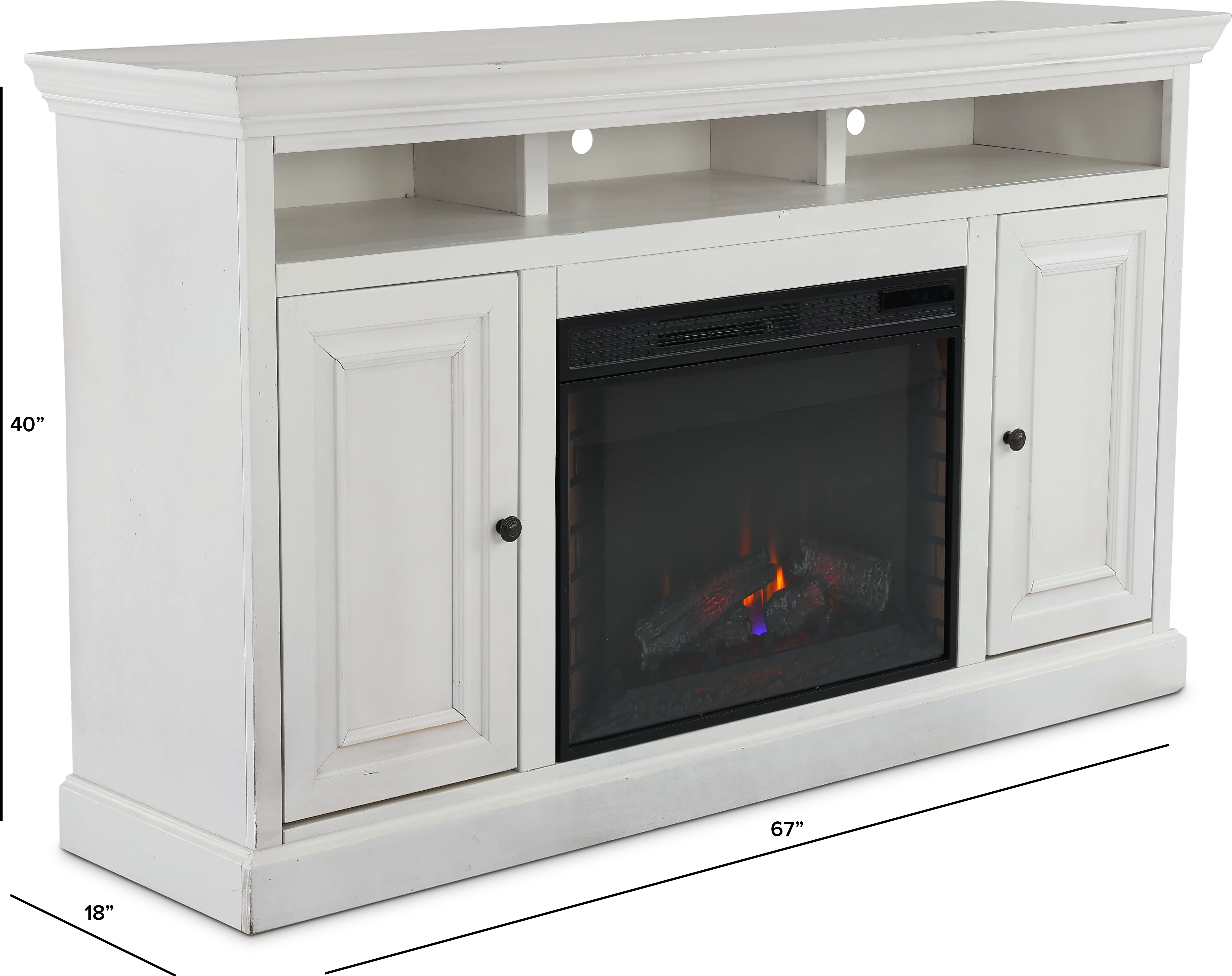 Largo White 67  Fireplace TV Stand-3