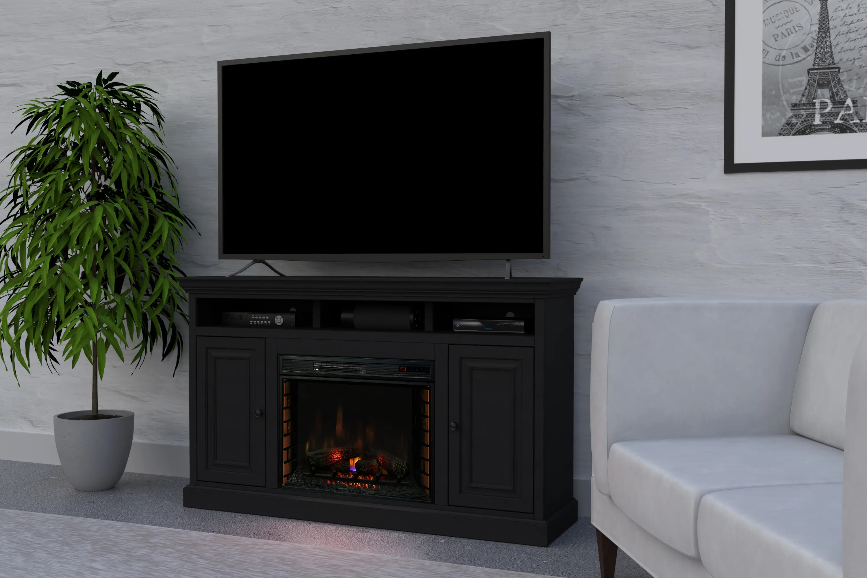Largo Black 67  Fireplace TV Stand-4