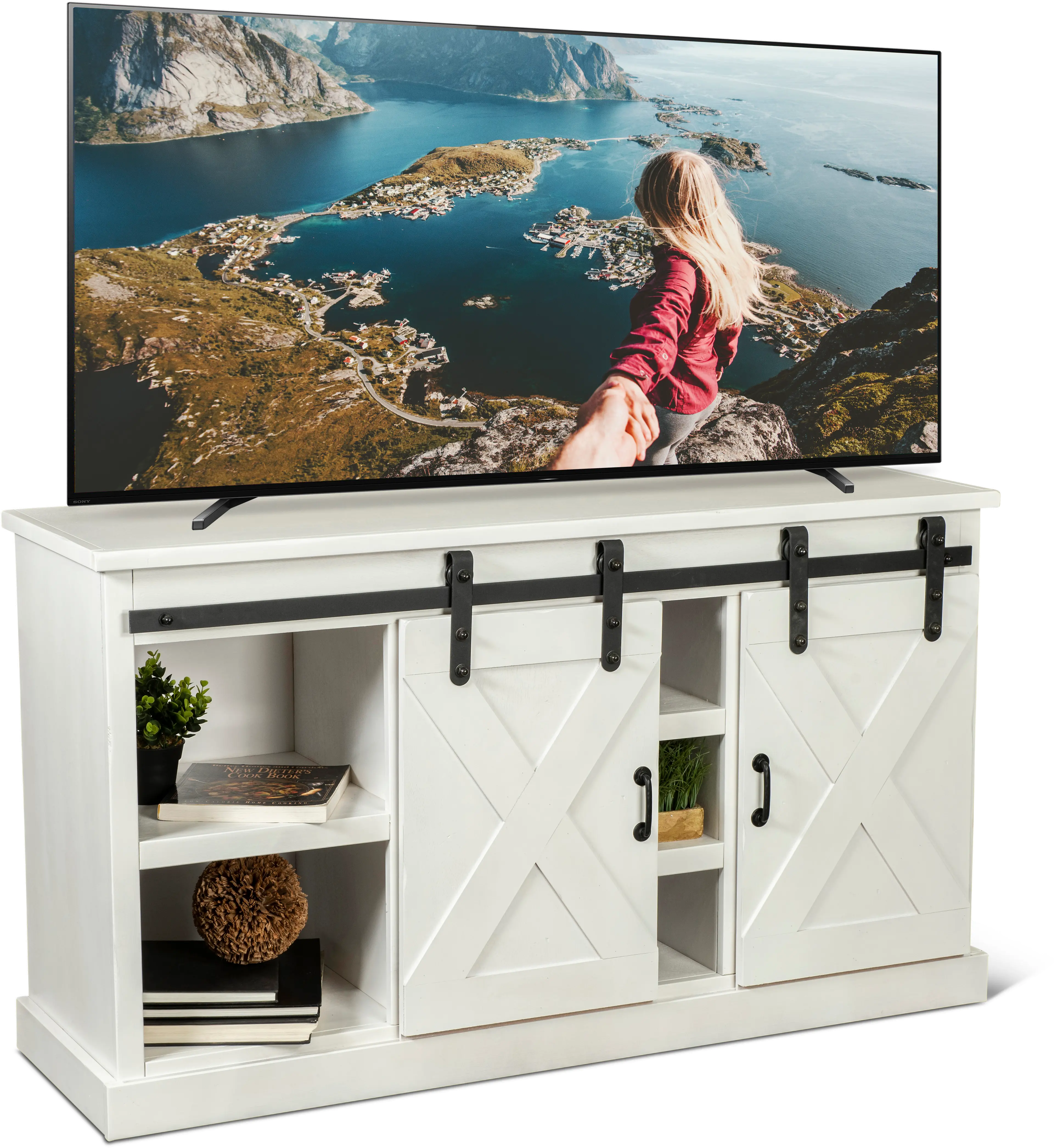 Gable Farmhouse White 56  TV Stand-2