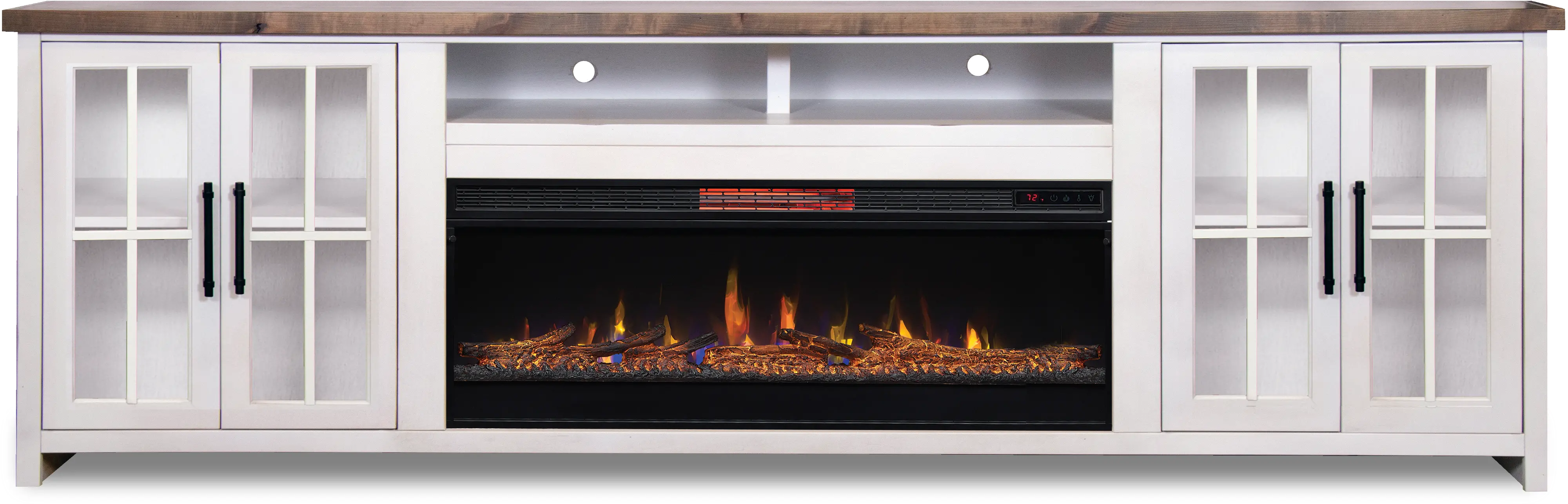 Hampton White 96  Fireplace TV Stand-1