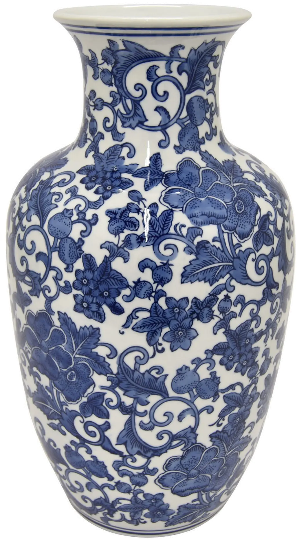 Phyllis 16 Inch Blue and White Ceramic Vase-1