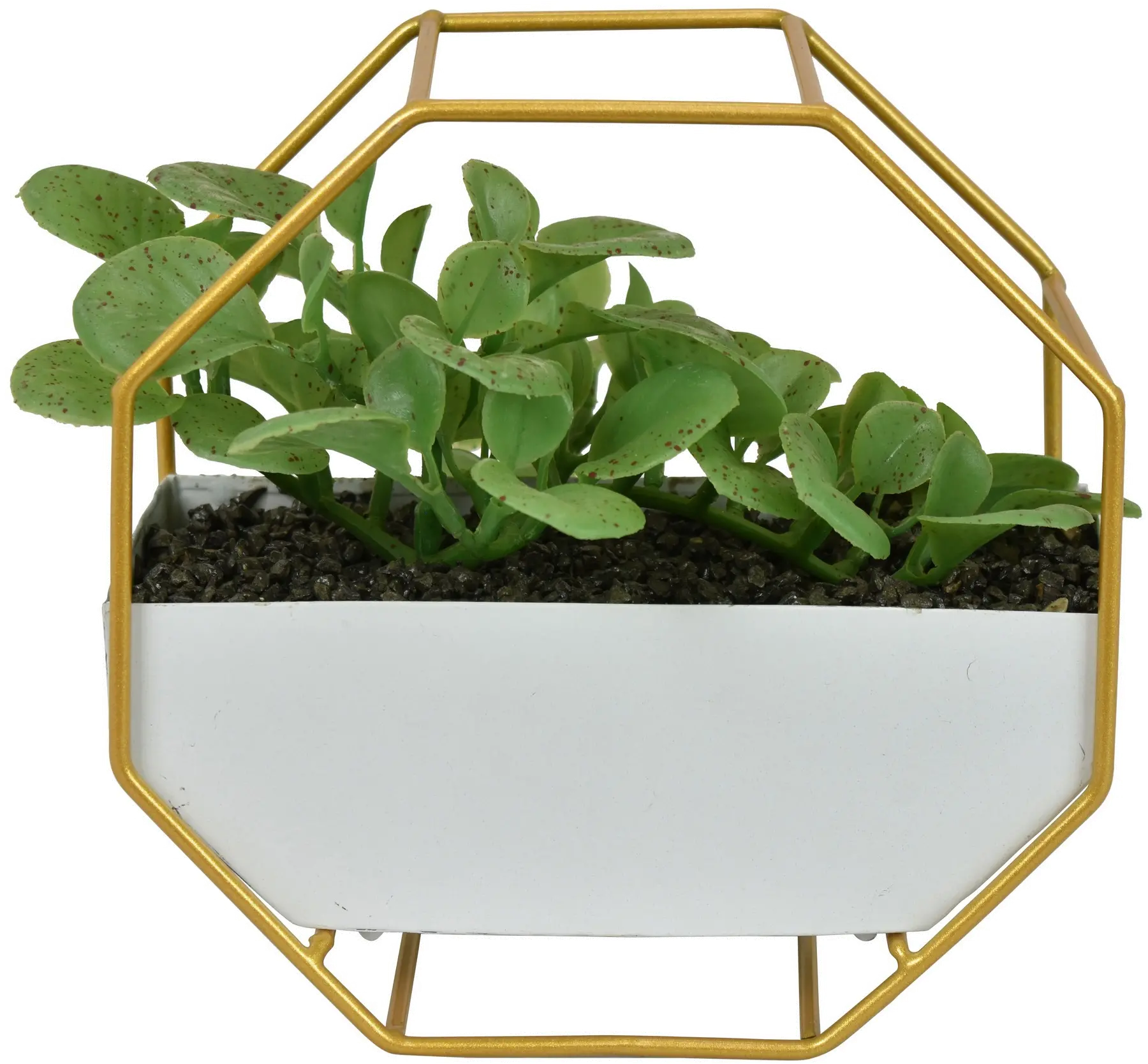 Faux Greenery in White and Gold Planter-1