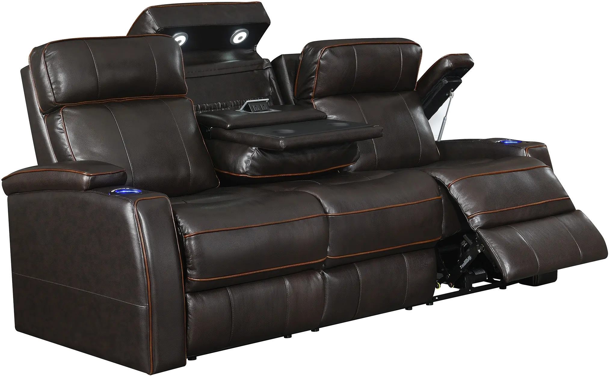 Transformer Brown Leather Power Reclining Sofa-3