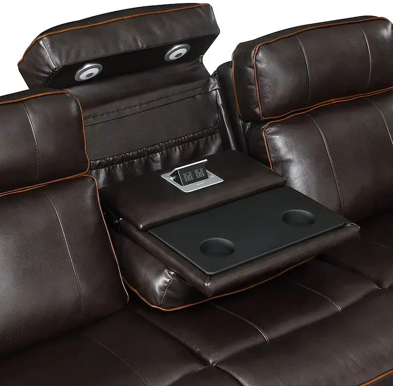 Transformer Brown Leather Power Reclining Sofa-2