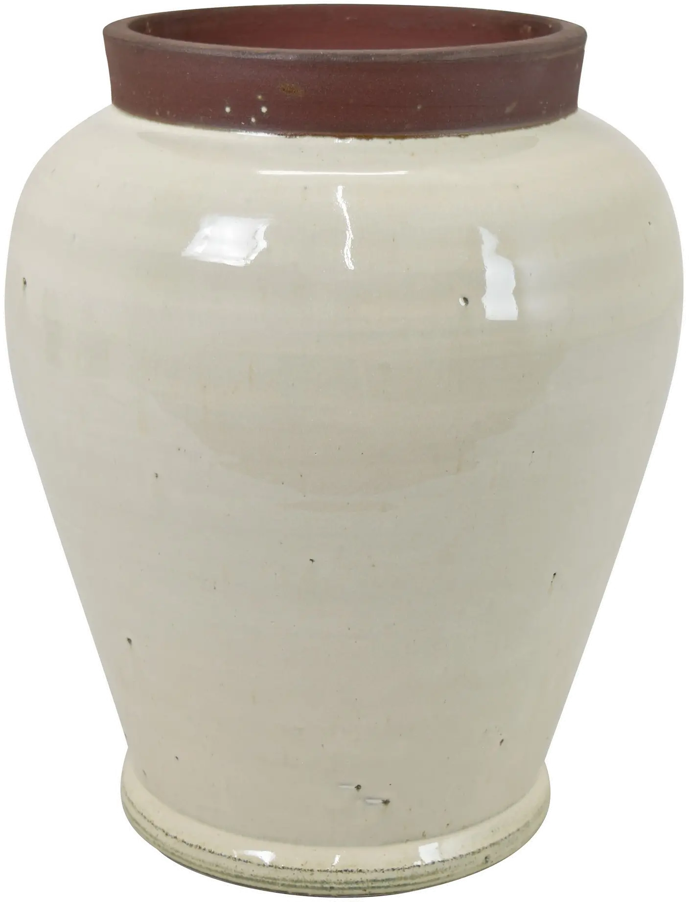 Harris 13 Inch Off White Vase with Stone Colored Lip-1