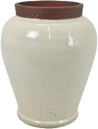 Harris 13 Inch Off White Vase with Stone Colored Lip