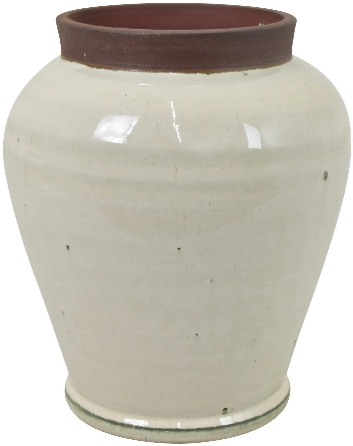Harris 10 Inch Off White Vase with Stone Colored Lip-1