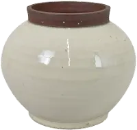 Harris 6 Inch Off White Vase with Stone Colored Lip