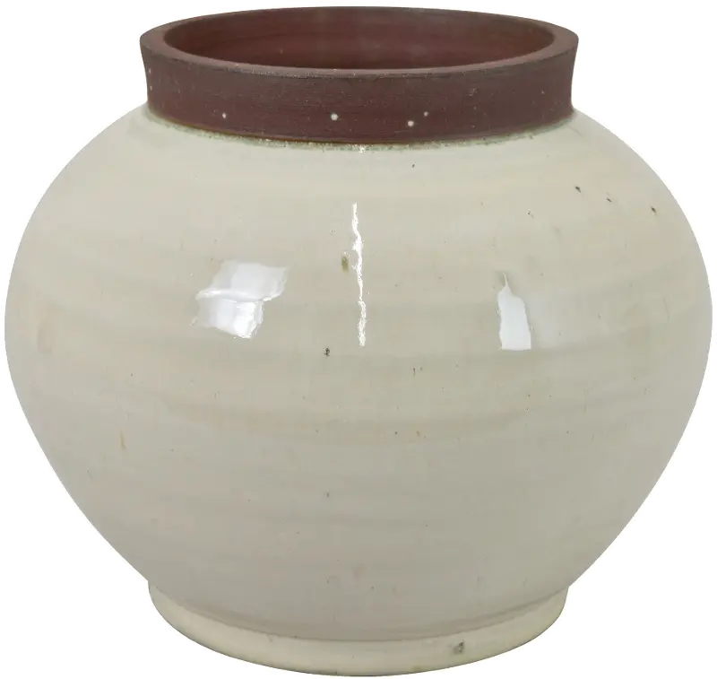 Harris 6 Inch Off White Vase with Stone Colored Lip