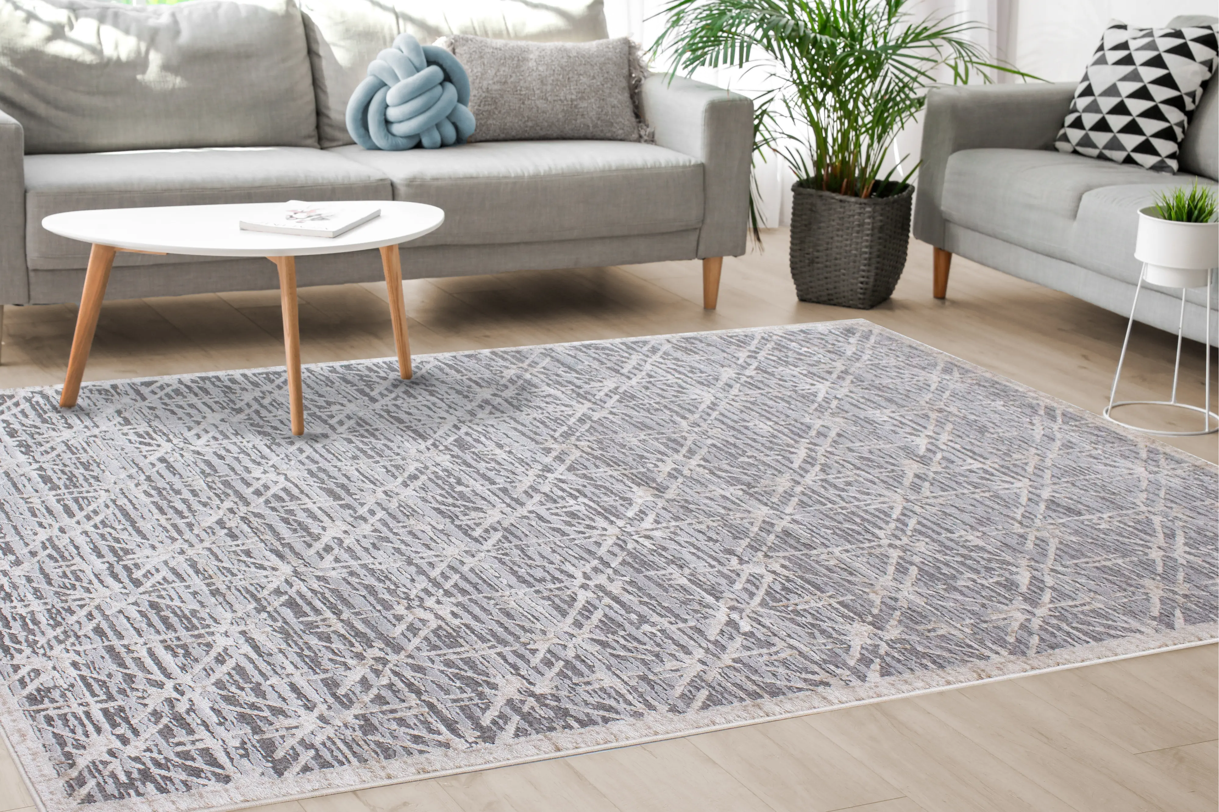 Chorus 8 x 11 Art Deco Gray Beige Area Rug-3