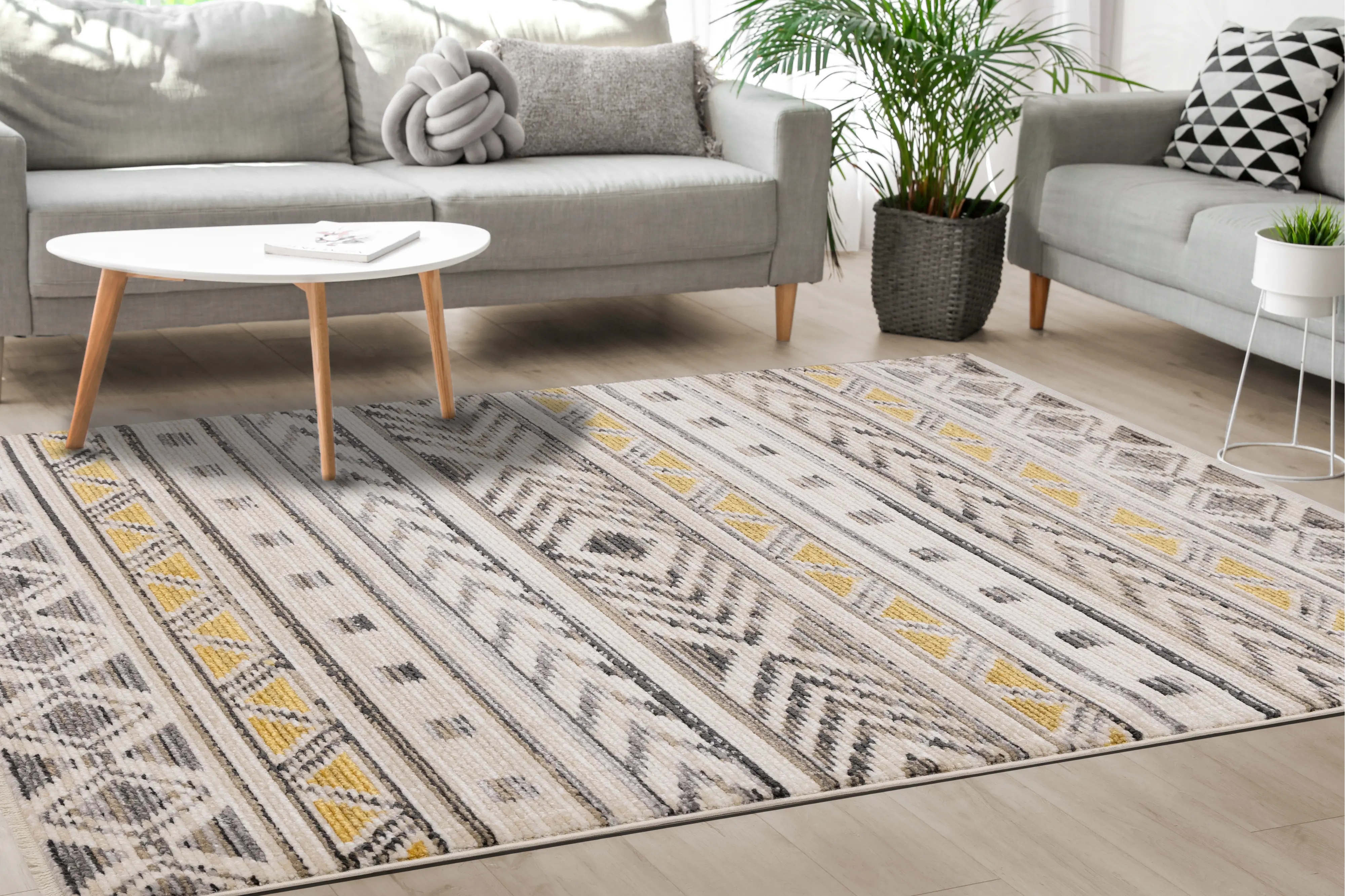 Calabar 8 x 10 Yellow Gray Area Rug-4