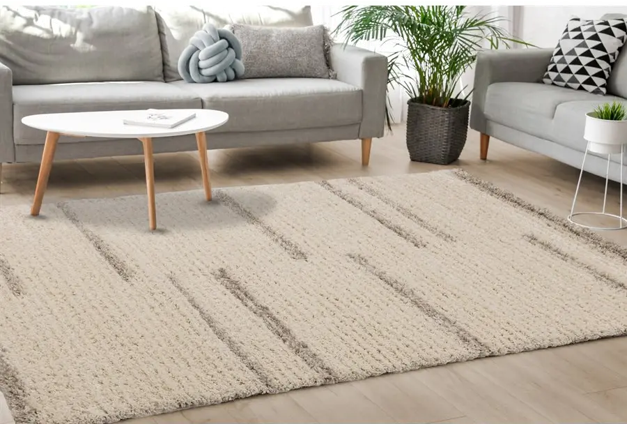 Rondo 5 x 8 Striped Cream Shag Rug-3