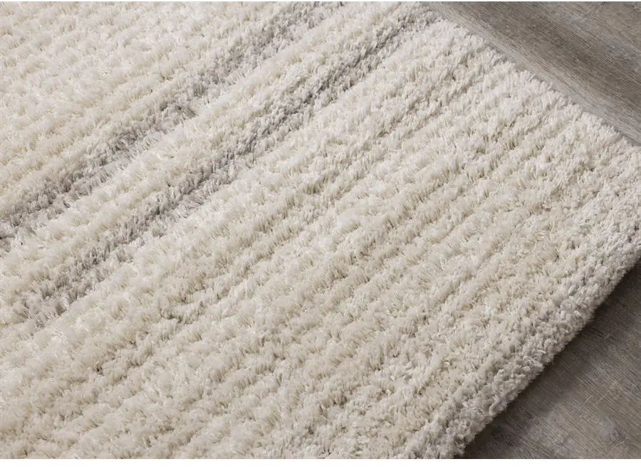 Rondo 5 x 8 Striped Cream Shag Rug-1