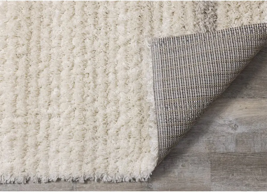 Rondo 5 x 8 Striped Cream Shag Rug-6
