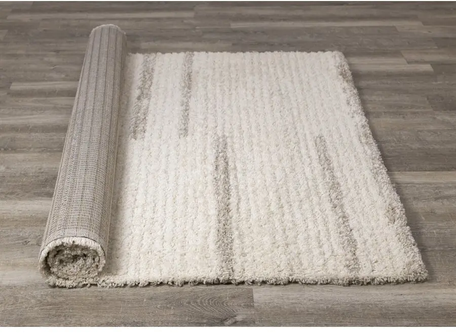 Rondo 5 x 8 Striped Cream Shag Rug-7