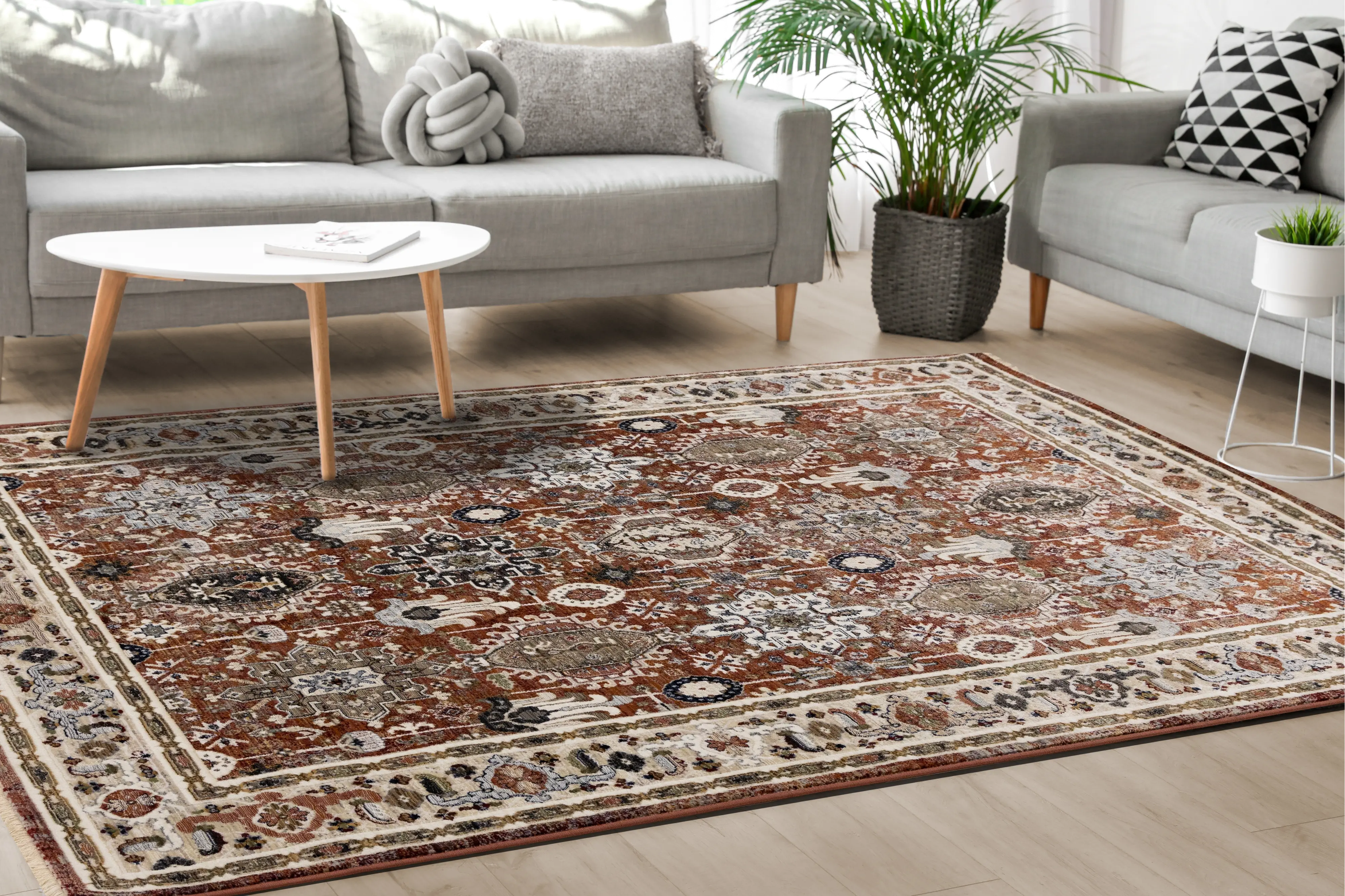 Samira 5 x 8 Orange Multicolor Area Rug-4