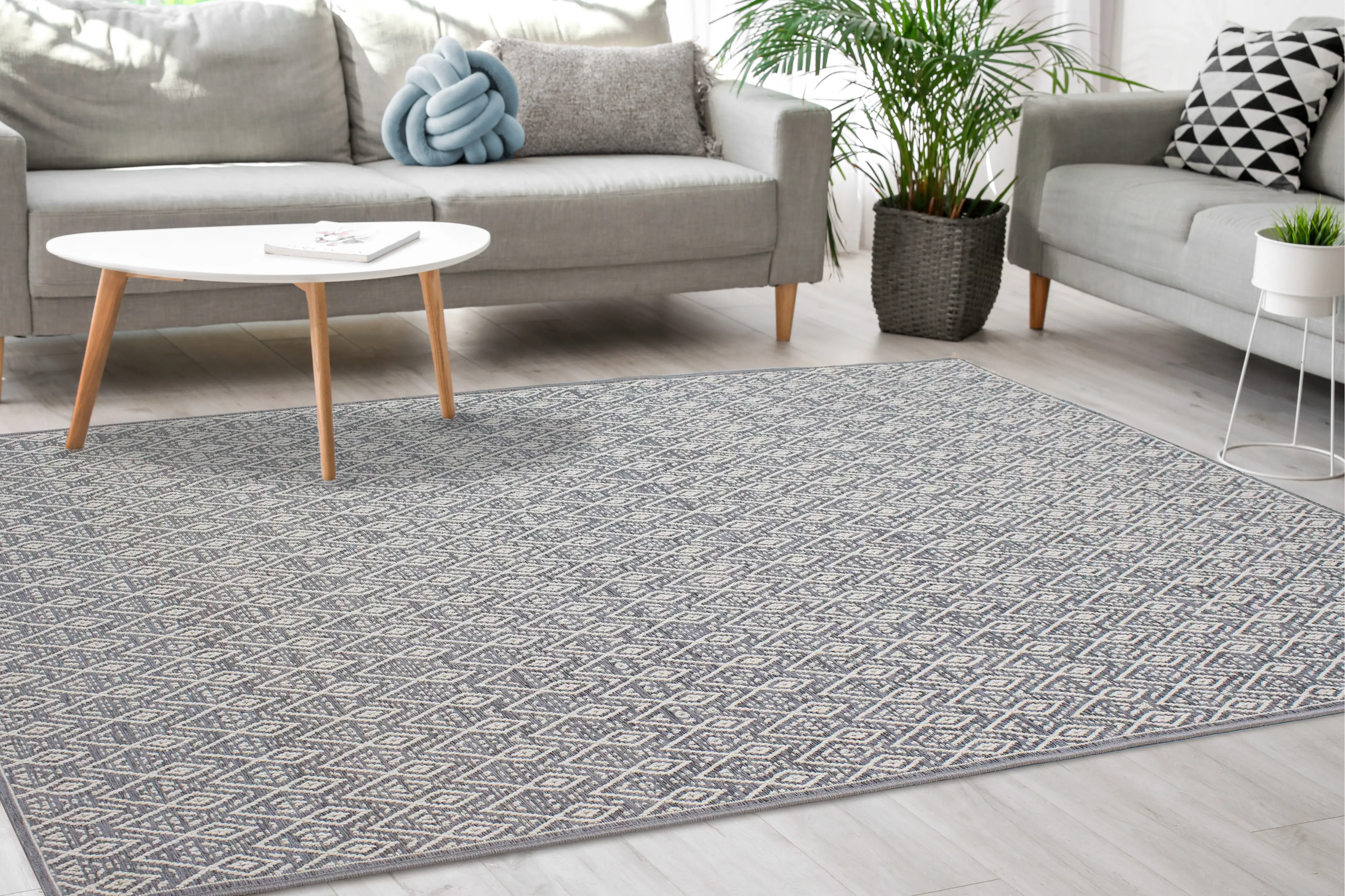 Vista 8 x 11 Diamond Gray Cream Area Rug-3