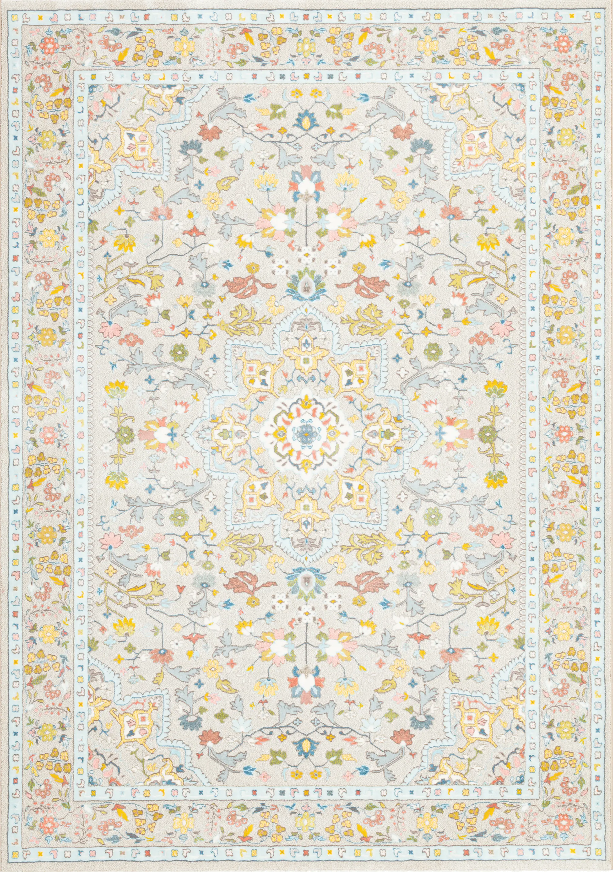 Belle 8 x 11 Elegant Yellow Multicolor Area Rug-1