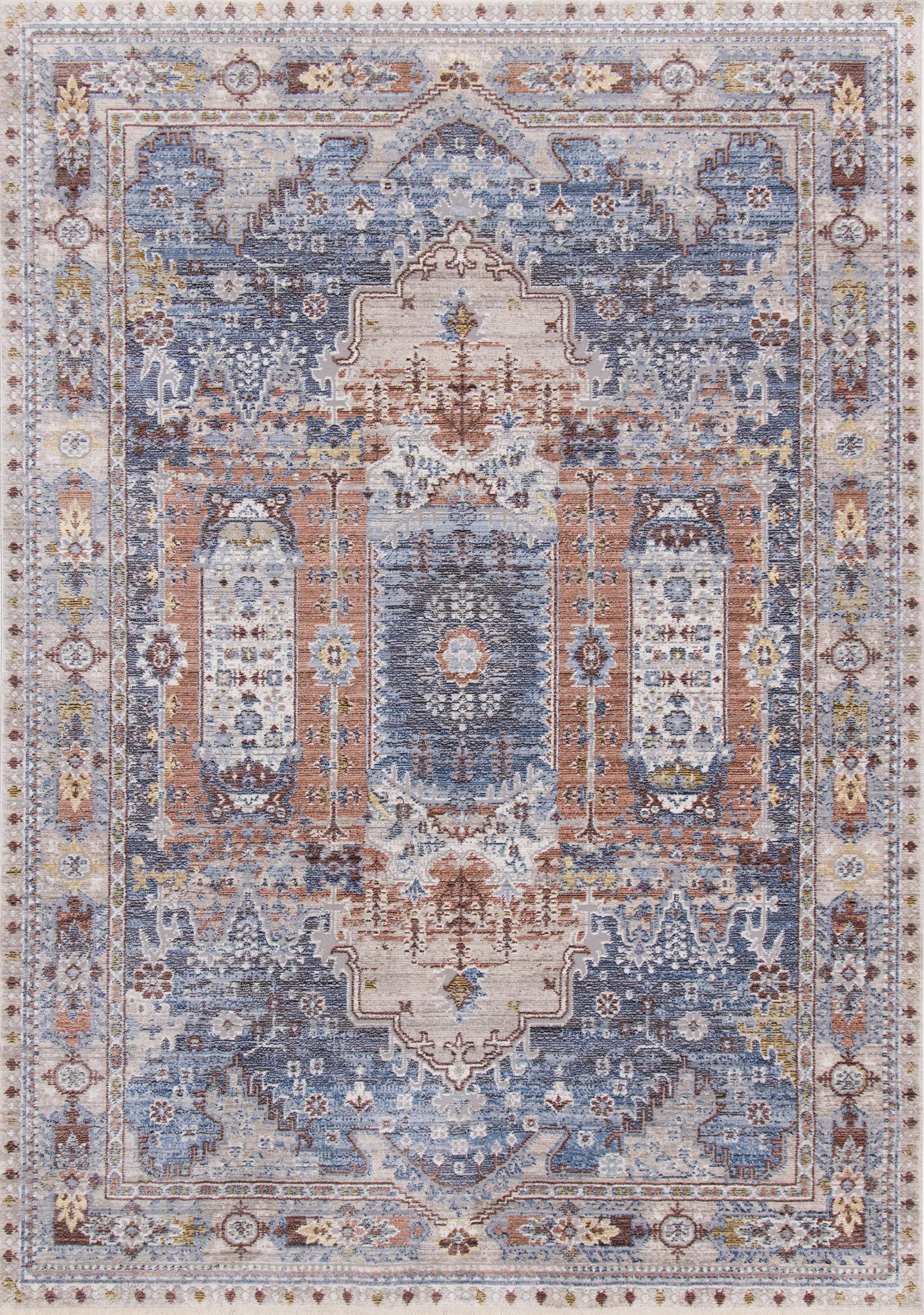 Monaco 8 x 11 Border Gray Blue Area Rug-2