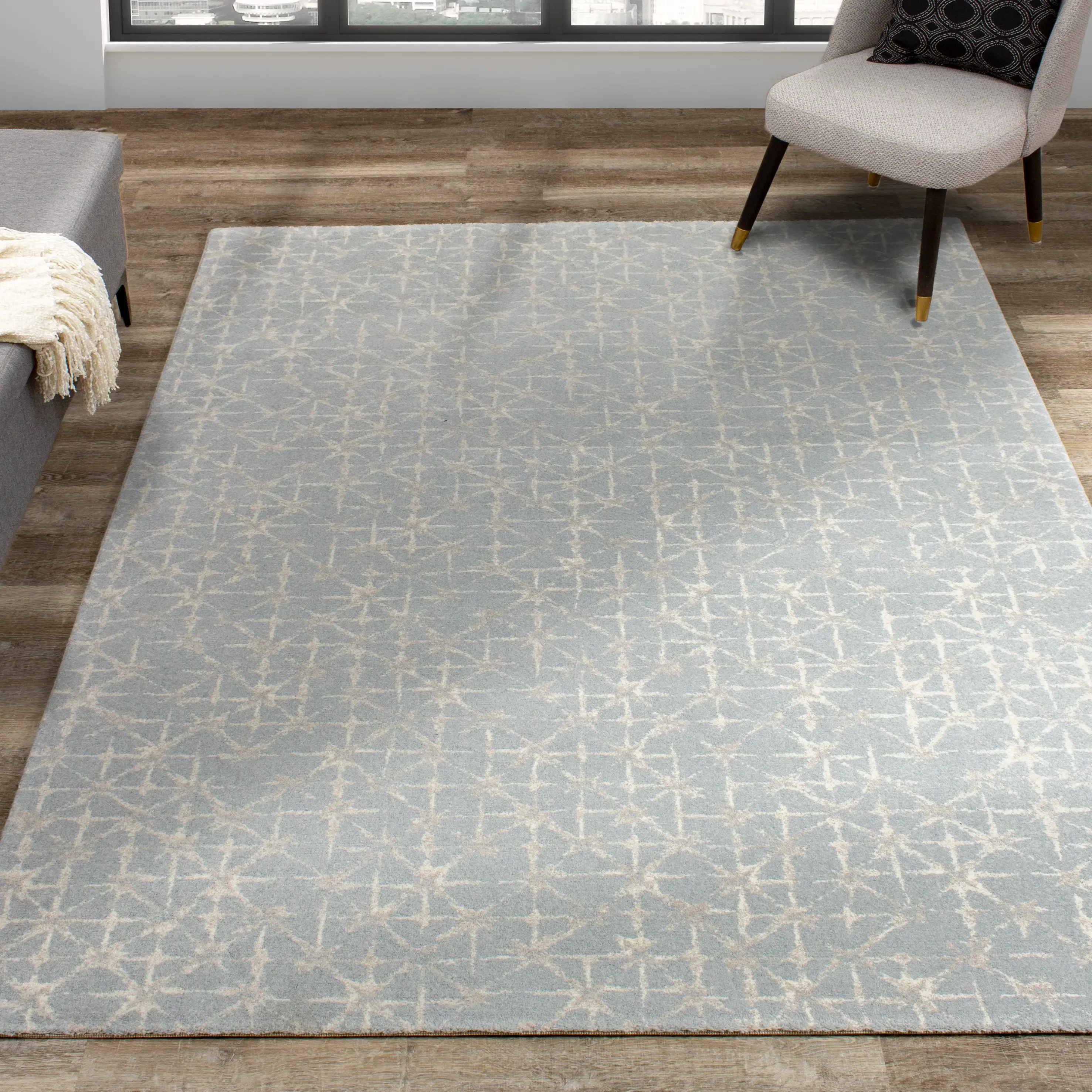 Nordic 5 x 8 Blue Tessellations Area Rug-2
