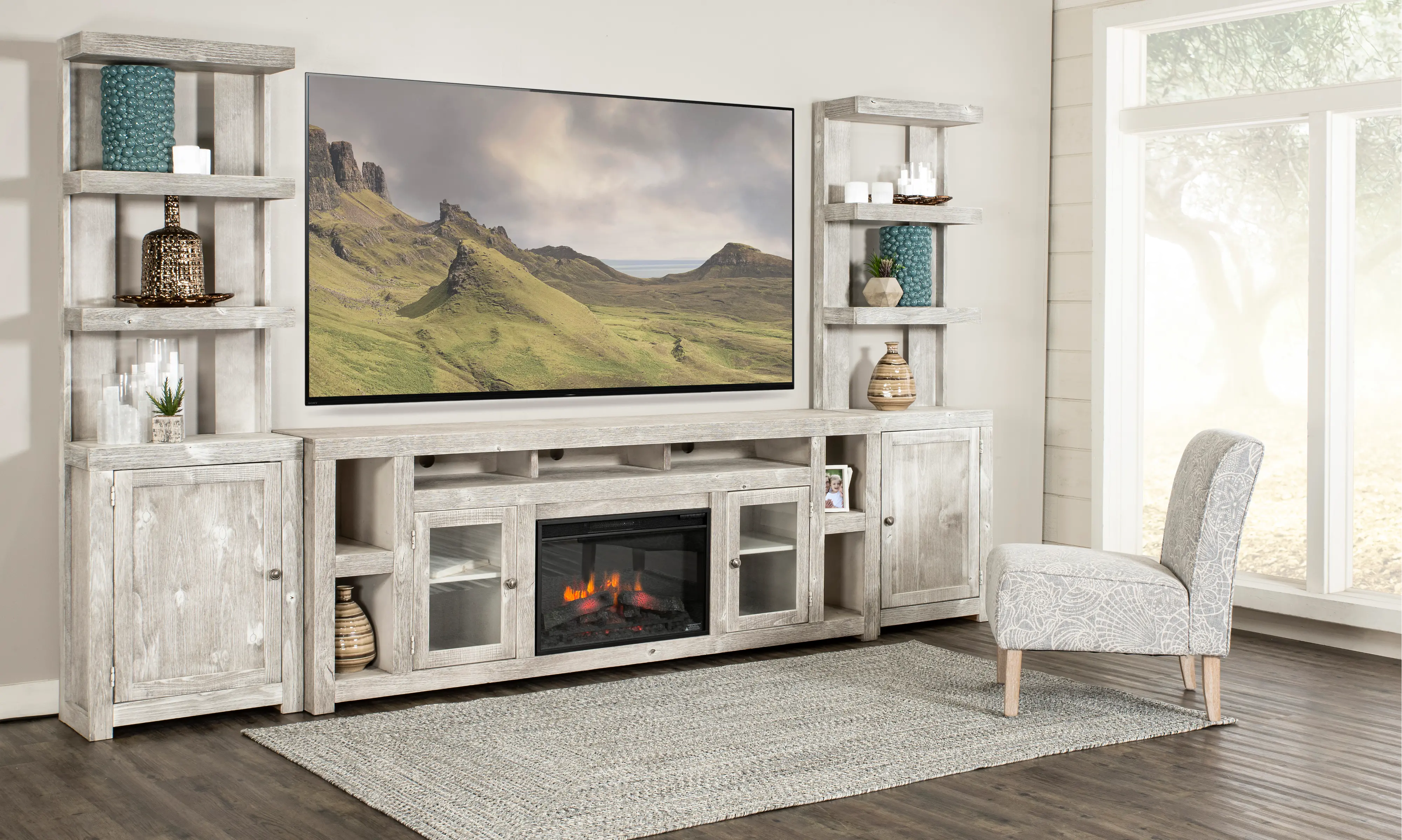 Avery Loft Gray 84  Fireplace Entertainment Wall-2