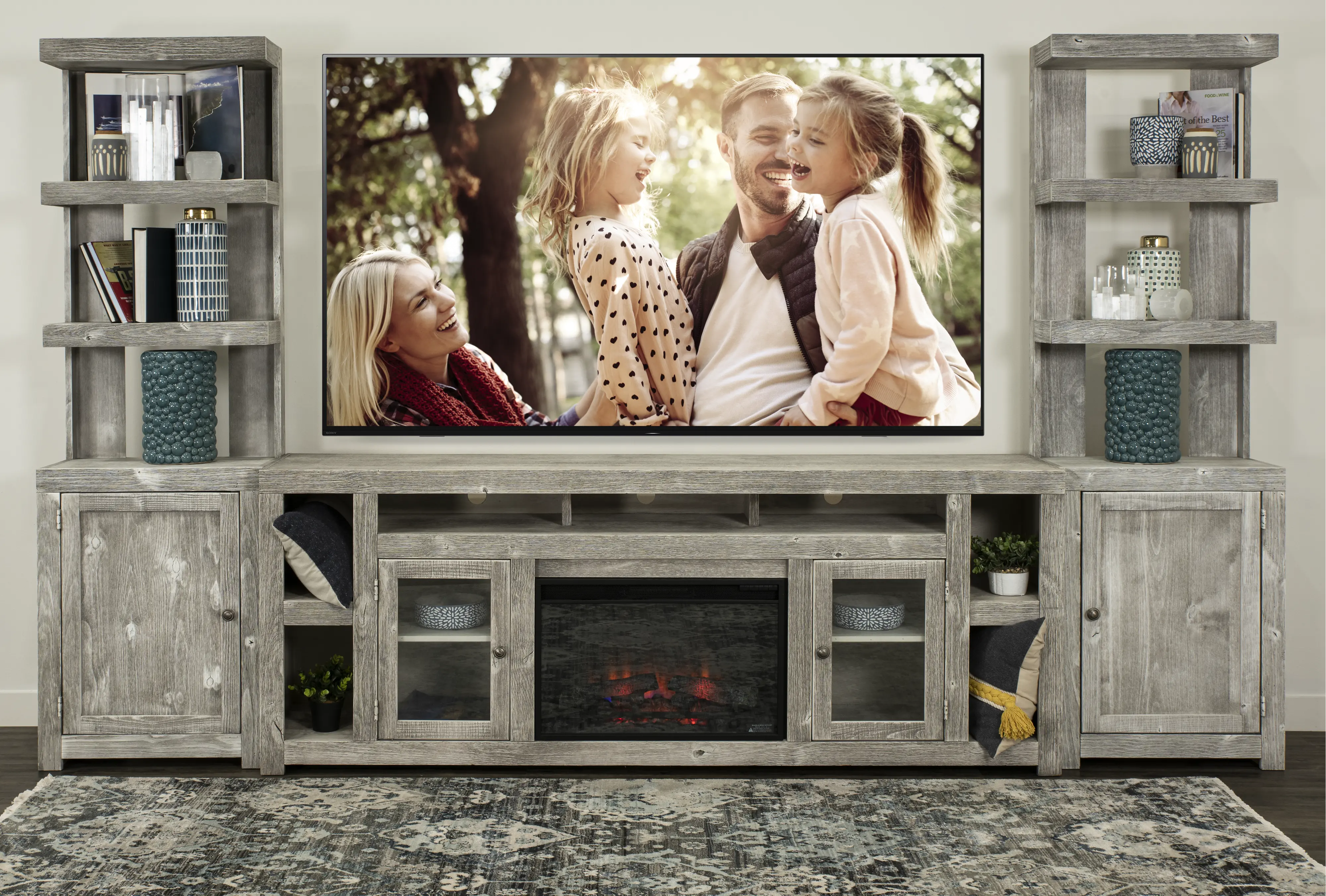 Avery Loft Gray 84  Fireplace Entertainment Wall-8