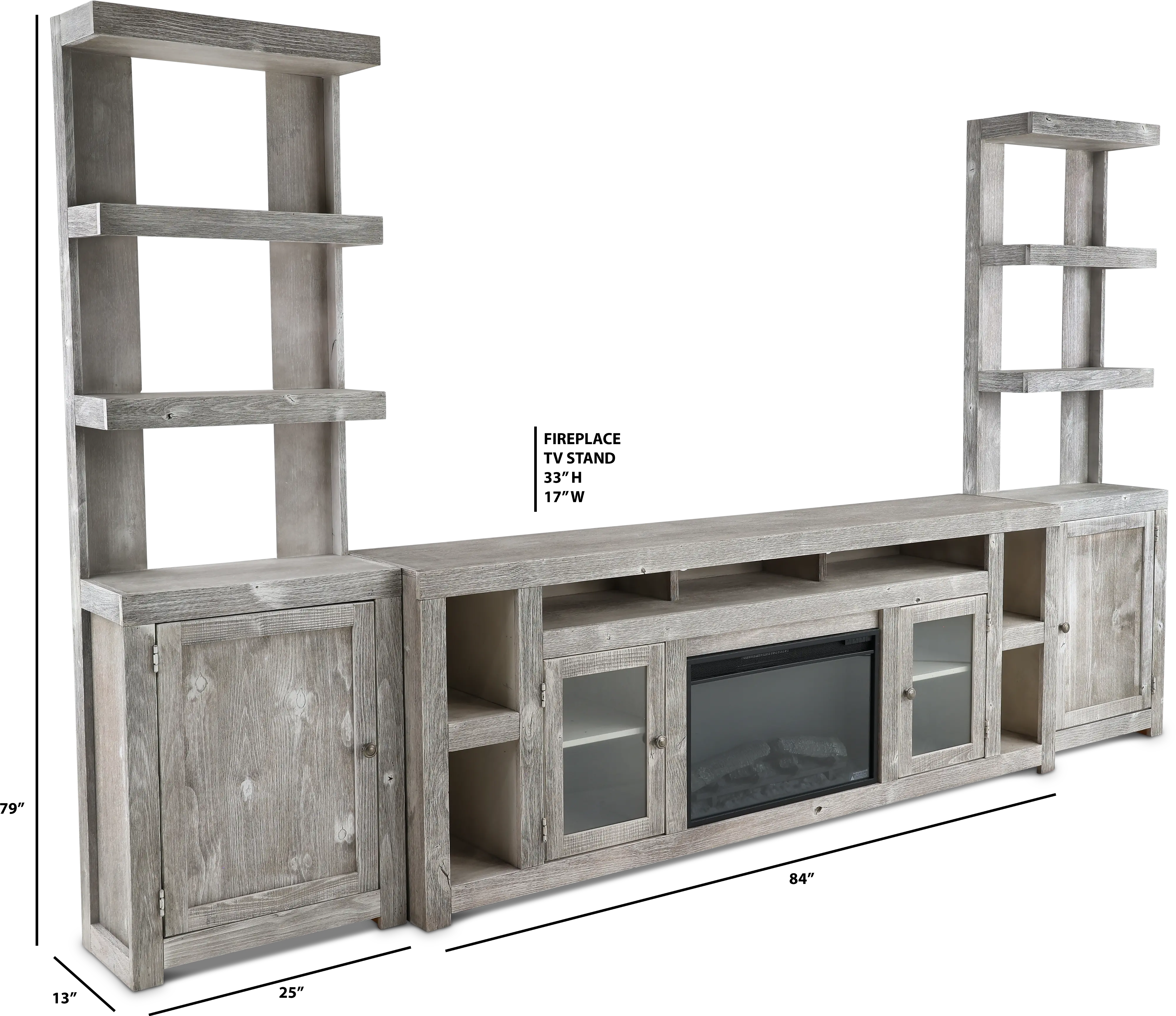 Avery Loft Gray 84  Fireplace Entertainment Wall-3