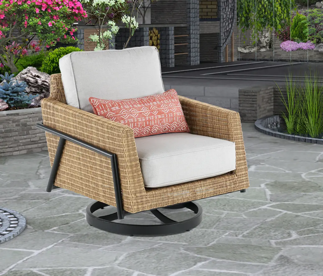 Jovi Swivel Gray Patio Lounge Chair-2