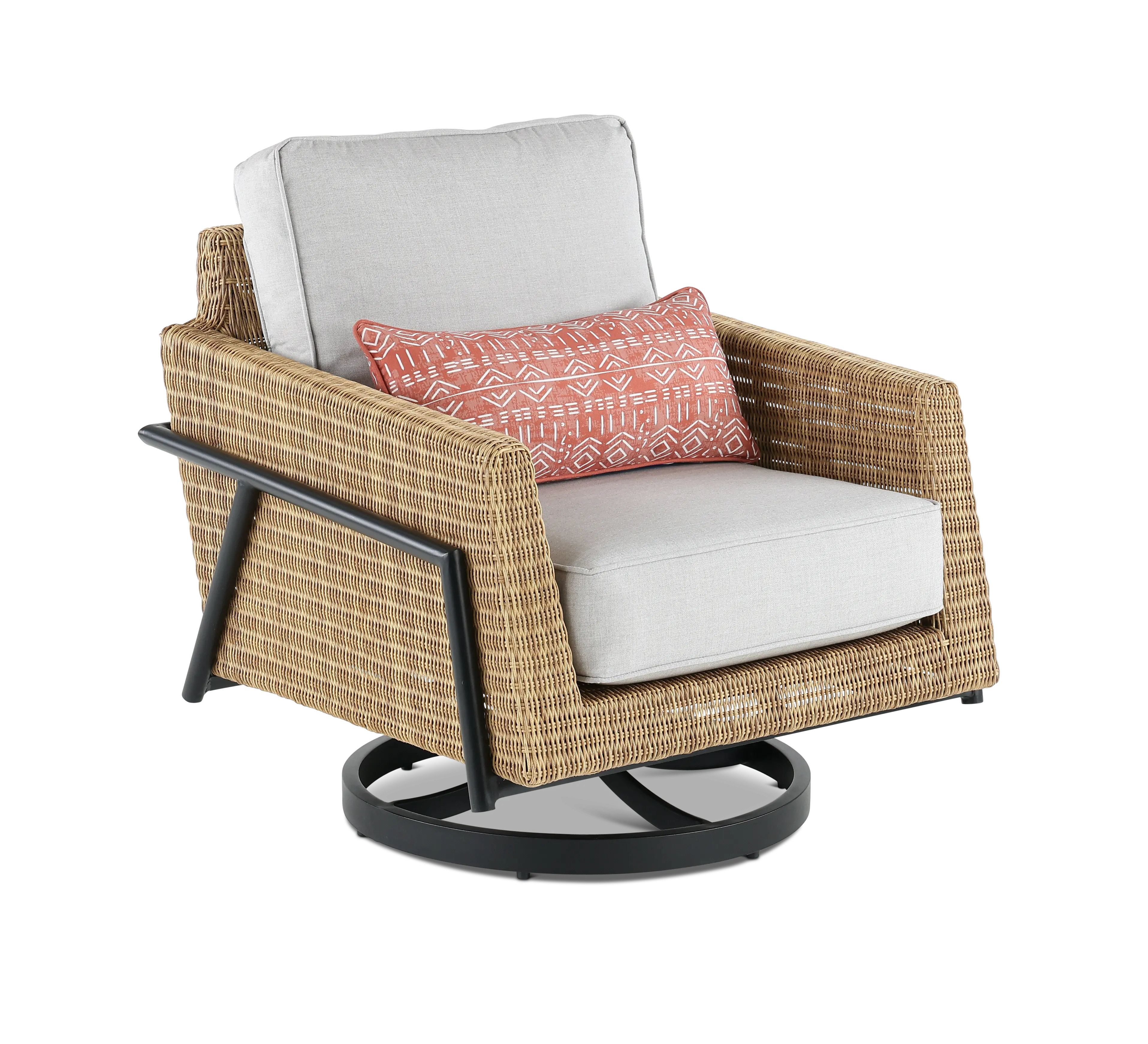Jovi Swivel Gray Patio Lounge Chair-5