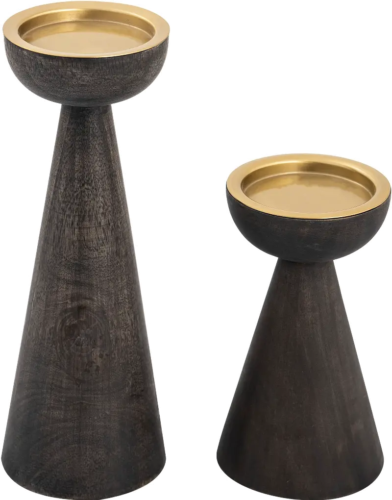 Small Barone Black and Gold Candleholder