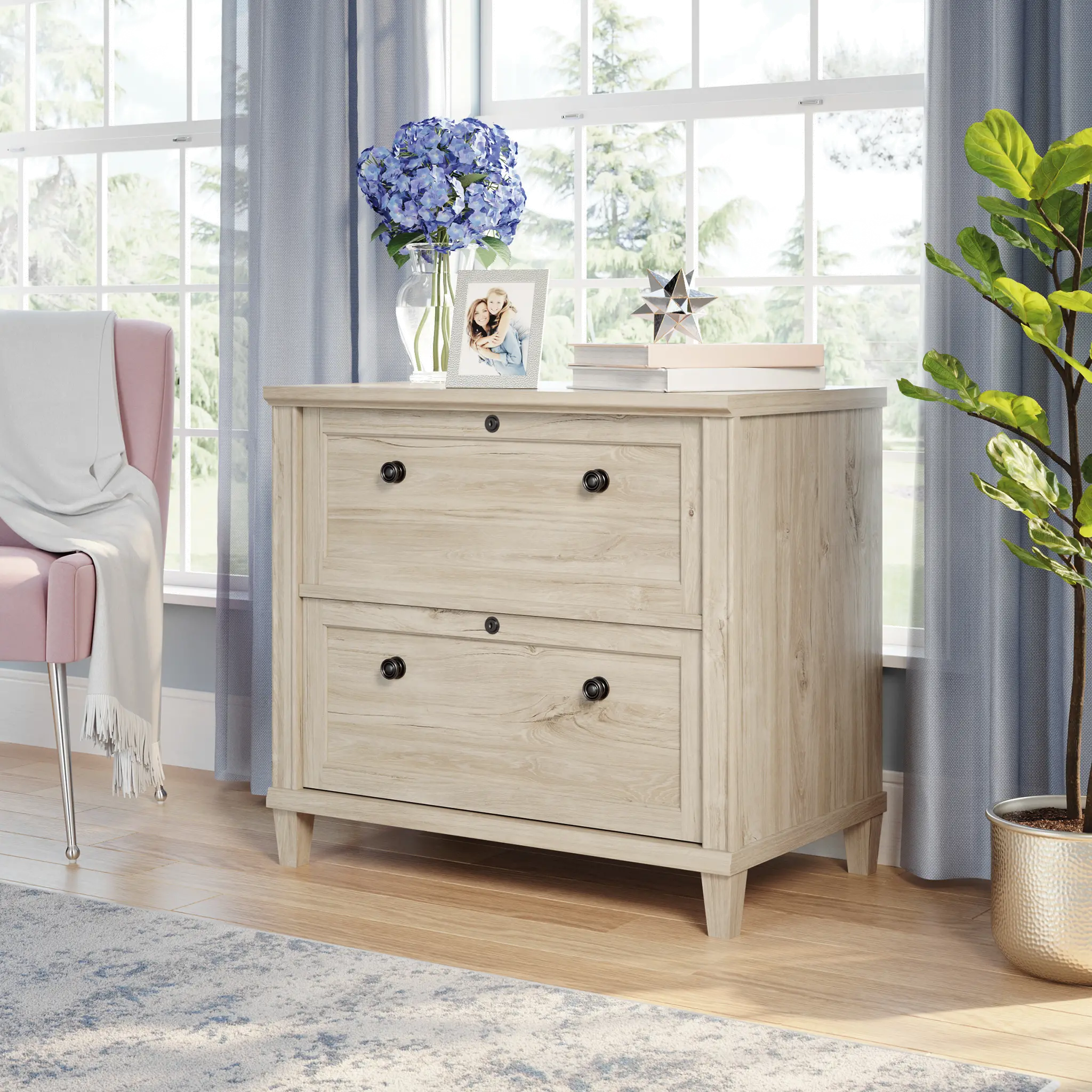Hammond Chalk Oak Lateral File Cabinet-2