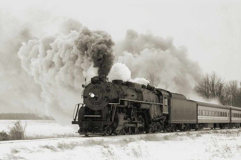 Train Tempered Glass With Foil Wall Art
