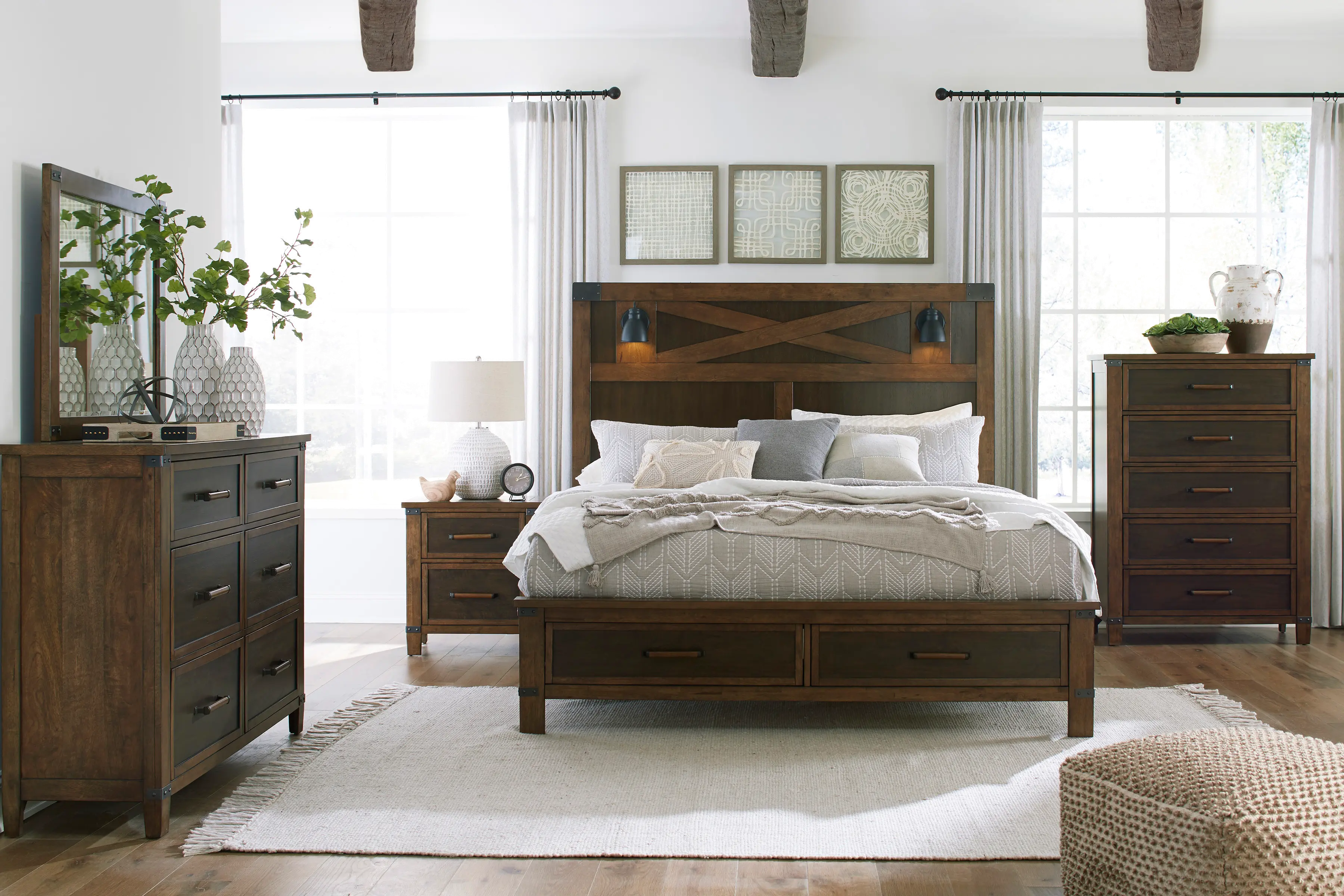 Bromwich Walnut Brown 4 Piece Queen Bedroom Set-1