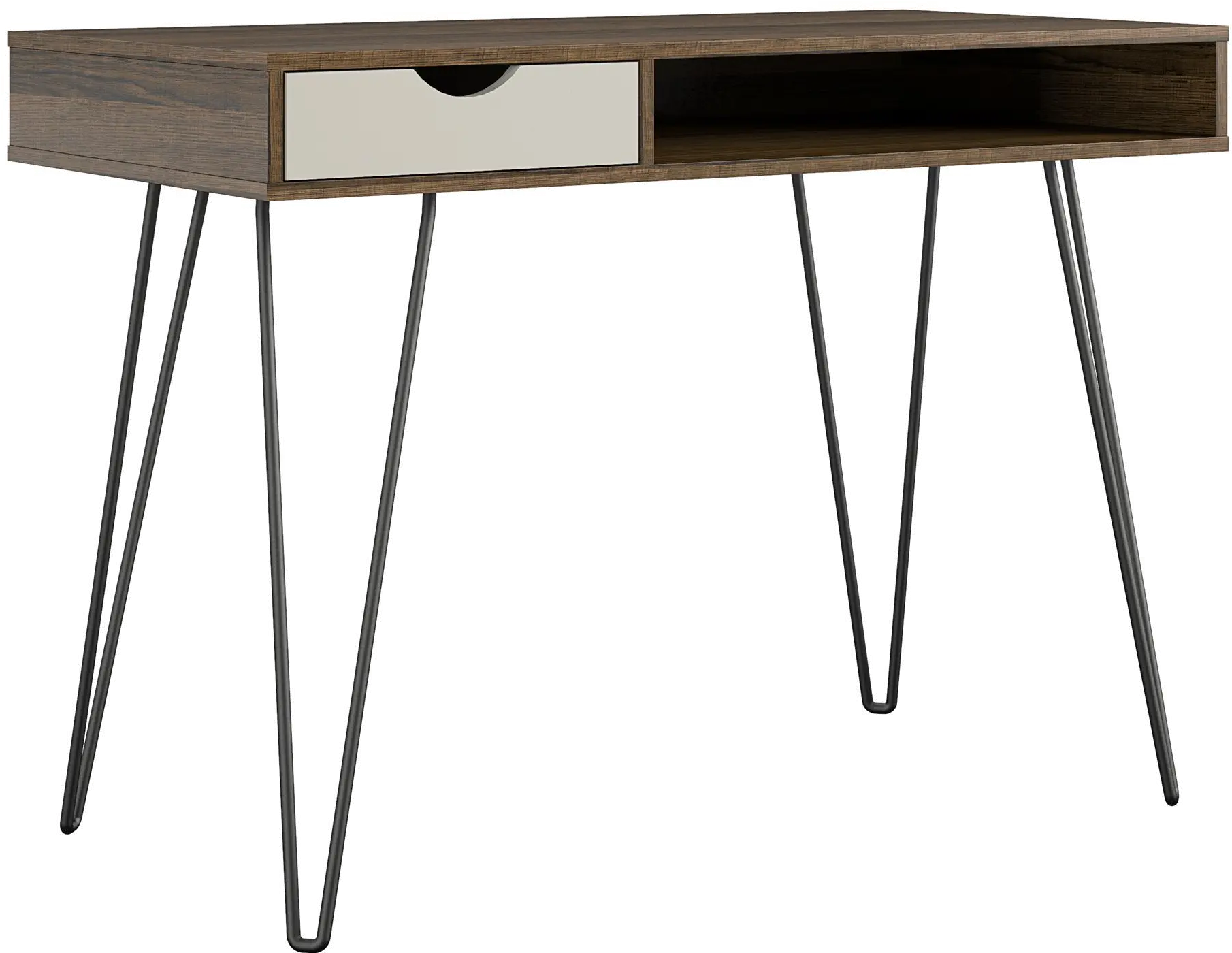 Concord Mid-Century Modern Brown Oak/Gray Computer Desk-4