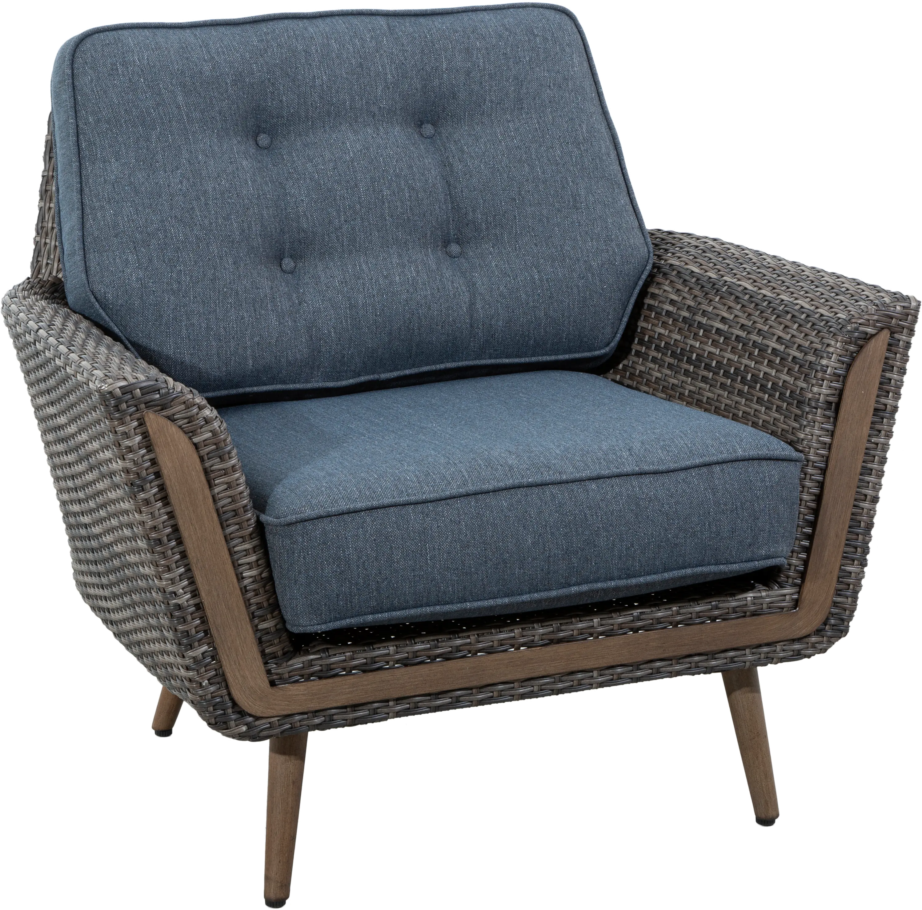 FG-ETNCC Drew & Jonathan Home Eton Navy Linen and Wicker Patio Lounge Chair-1