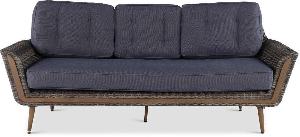 Drew & Jonathan Home Eton Navy Linen and Wicker Patio Sofa