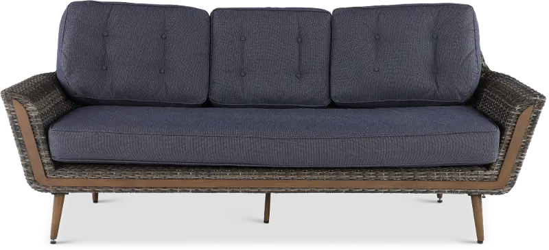 Drew & Jonathan Home Eton Navy Linen and Wicker Patio Sofa