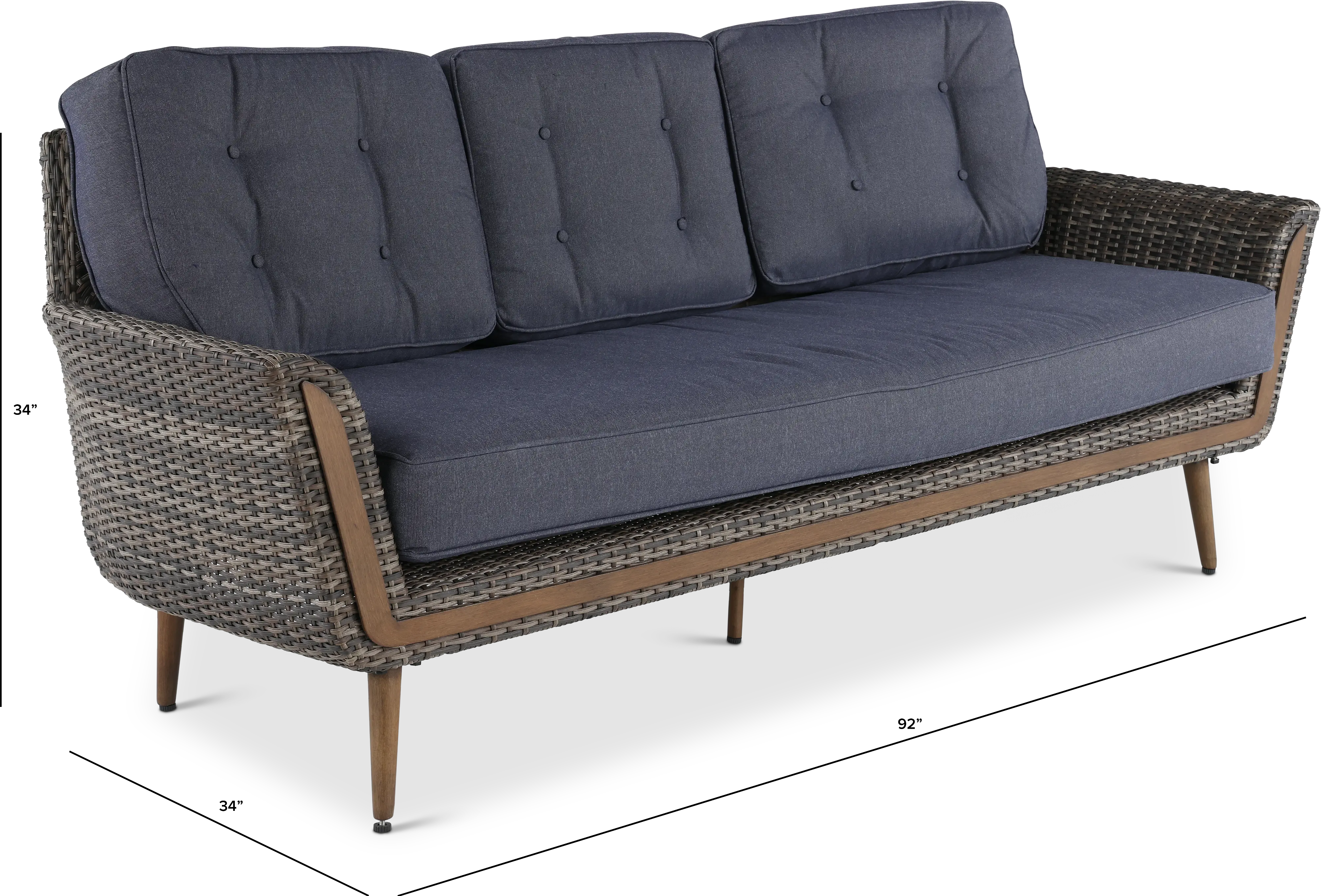 FG-ETNSF Drew & Jonathan Home Eton Navy Linen and Wicker Patio Sofa-3