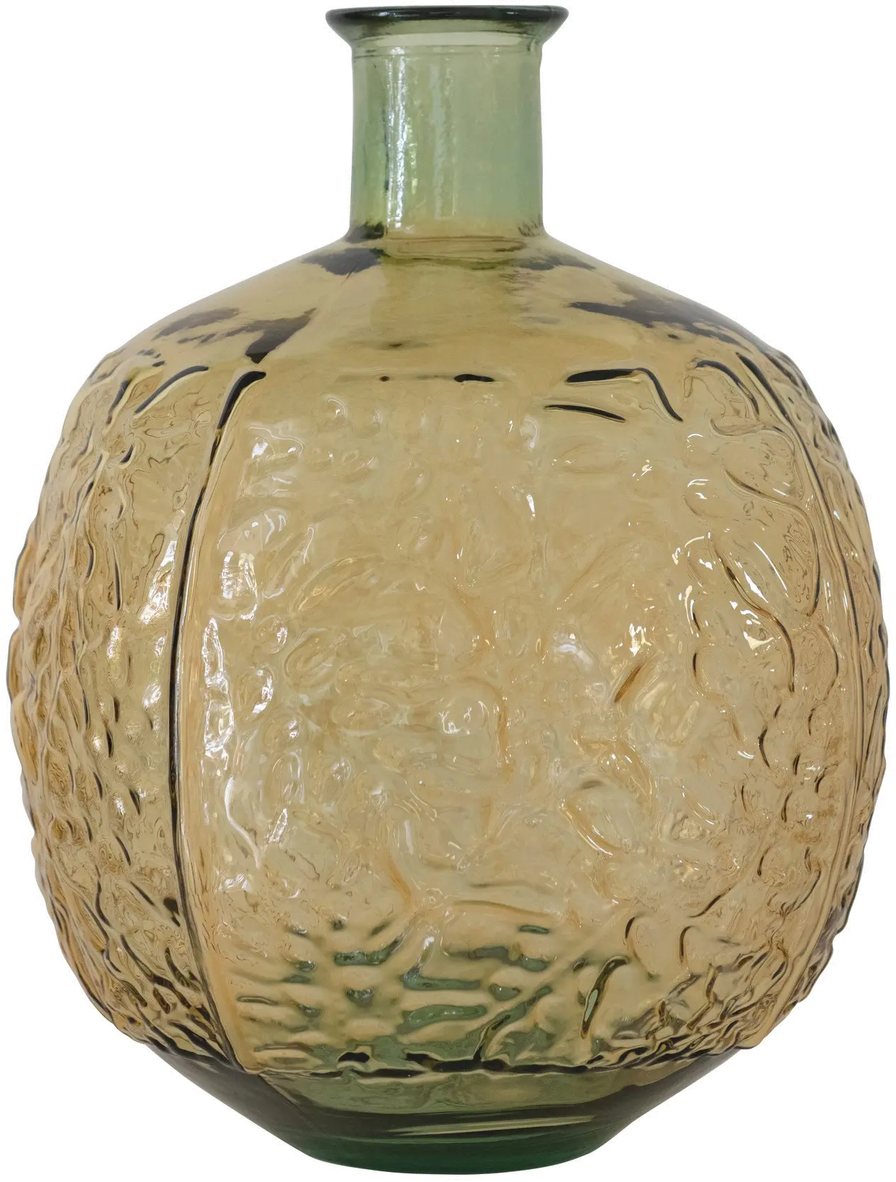 AH1630/GREEN-VASE Embossed Green Glass Vase-1