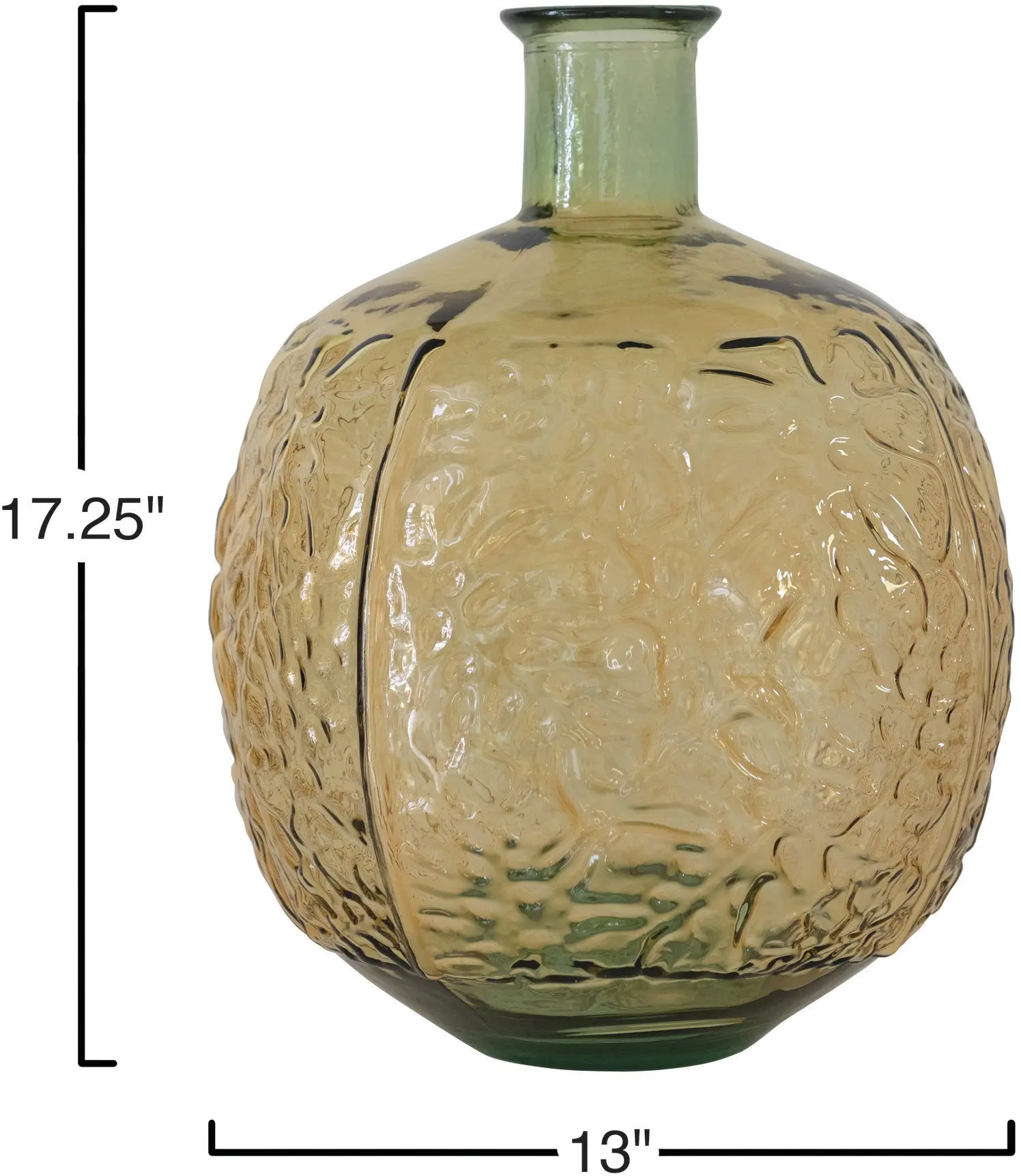 AH1630/GREEN-VASE Embossed Green Glass Vase-2