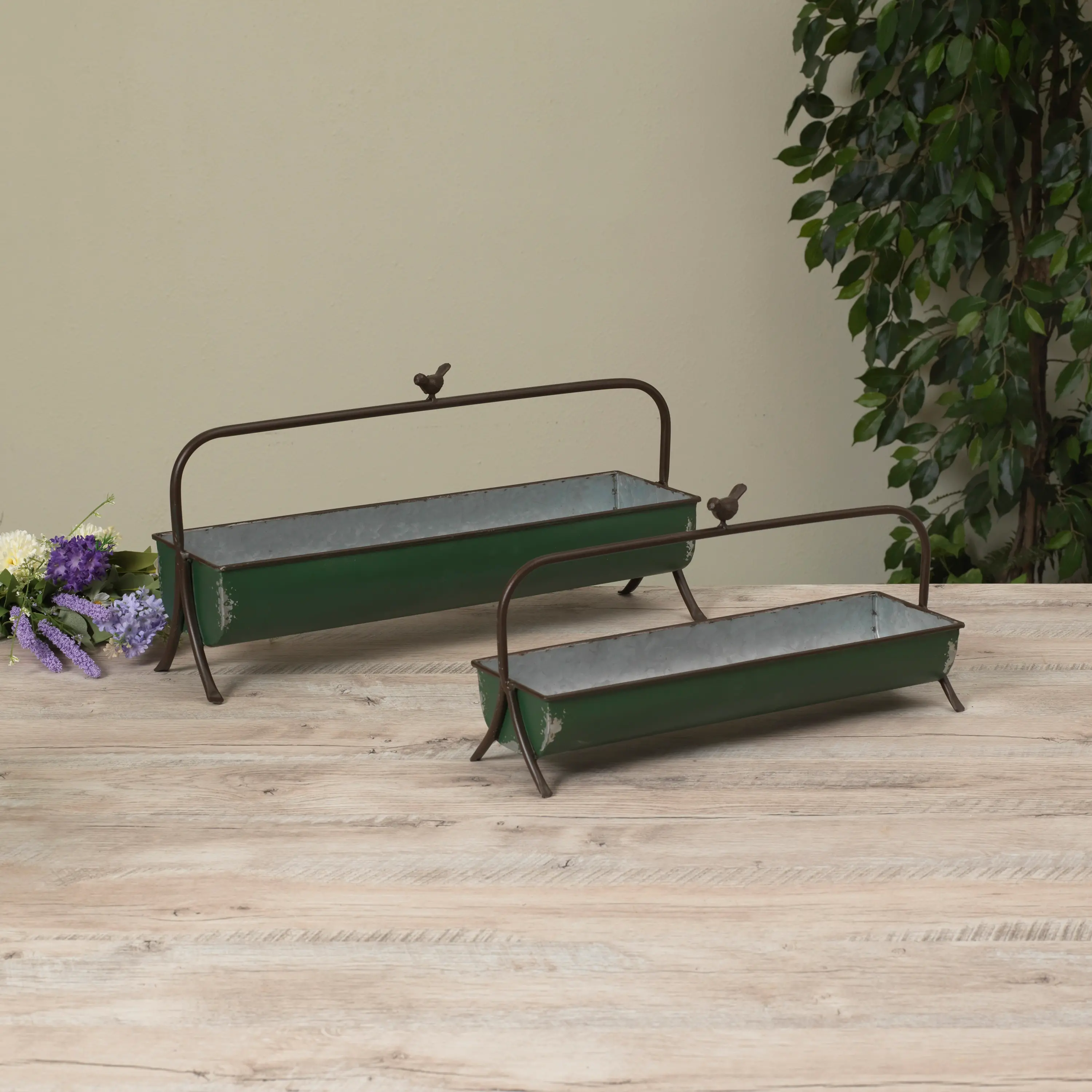 Country Garden Large Metal Antique Planters-1