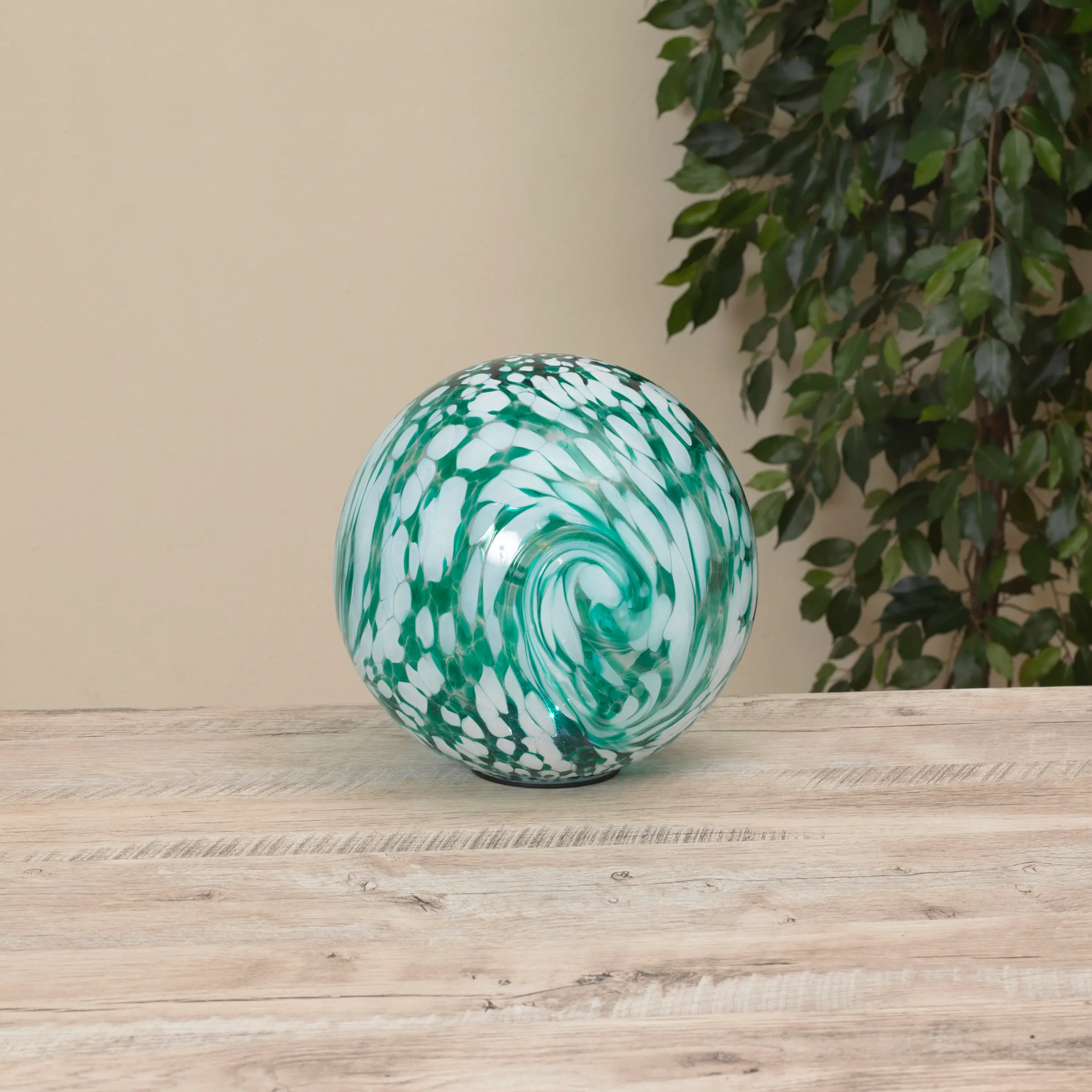 Solar Light Green and White Glass Orb-1
