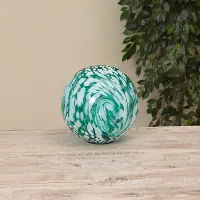 Solar Light Green and White Glass Orb