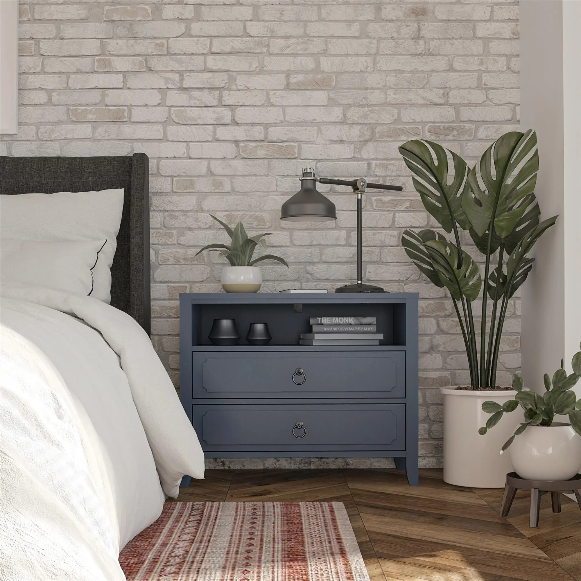 Her Majesty Cottage Blue 2-Drawer Nightstand-2