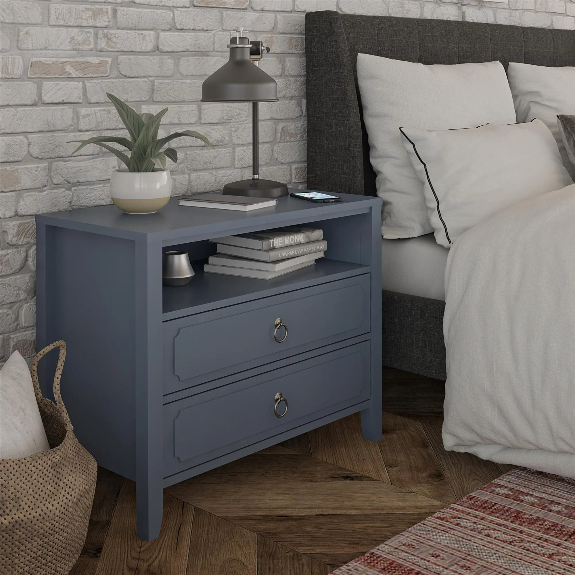 Her Majesty Cottage Blue 2-Drawer Nightstand-3
