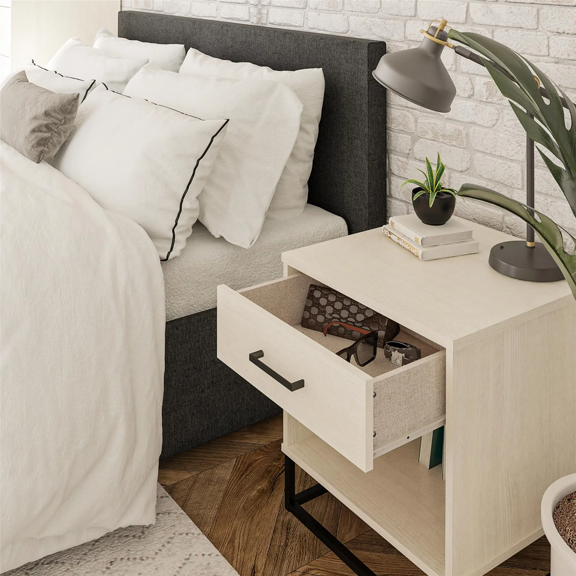 Kelly Transitional Ivory Oak Nightstand-3