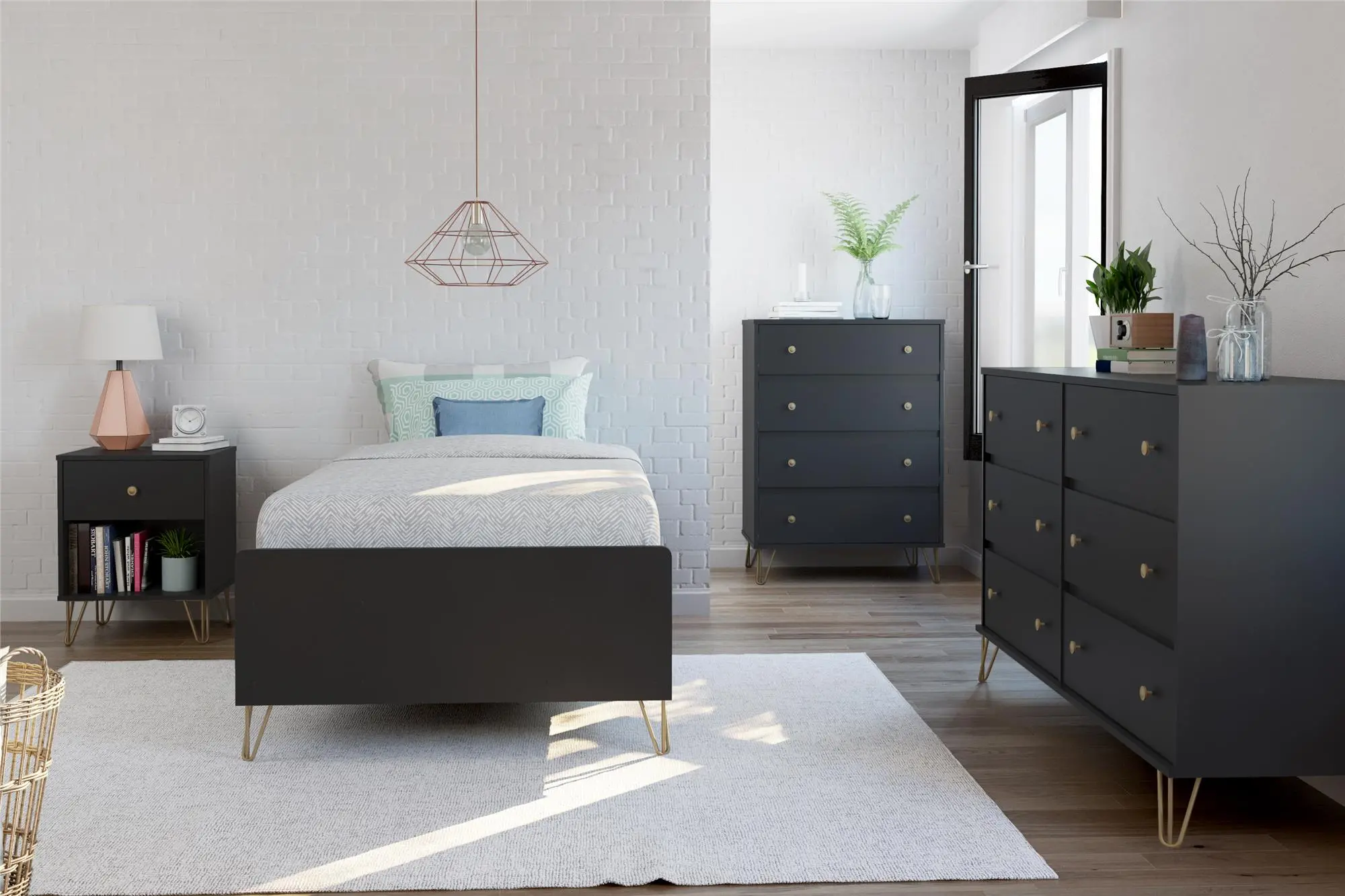 Owen Contemporary Black 4-Drawer Dresser-3