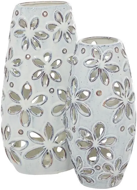 Large Flowered Ceramic 13  Vase-1